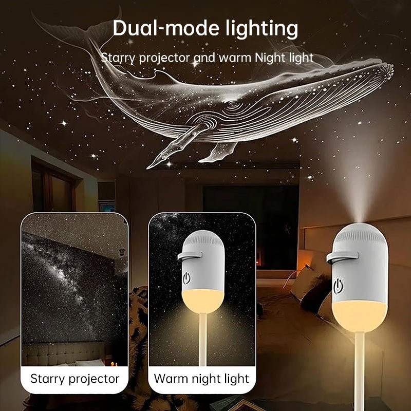 2-in-1 Mini Star Projector with Bright Colorful Night Light 10 Movies Included  Galaxy Atmosphere for Bedroom Decor, Kids Gift