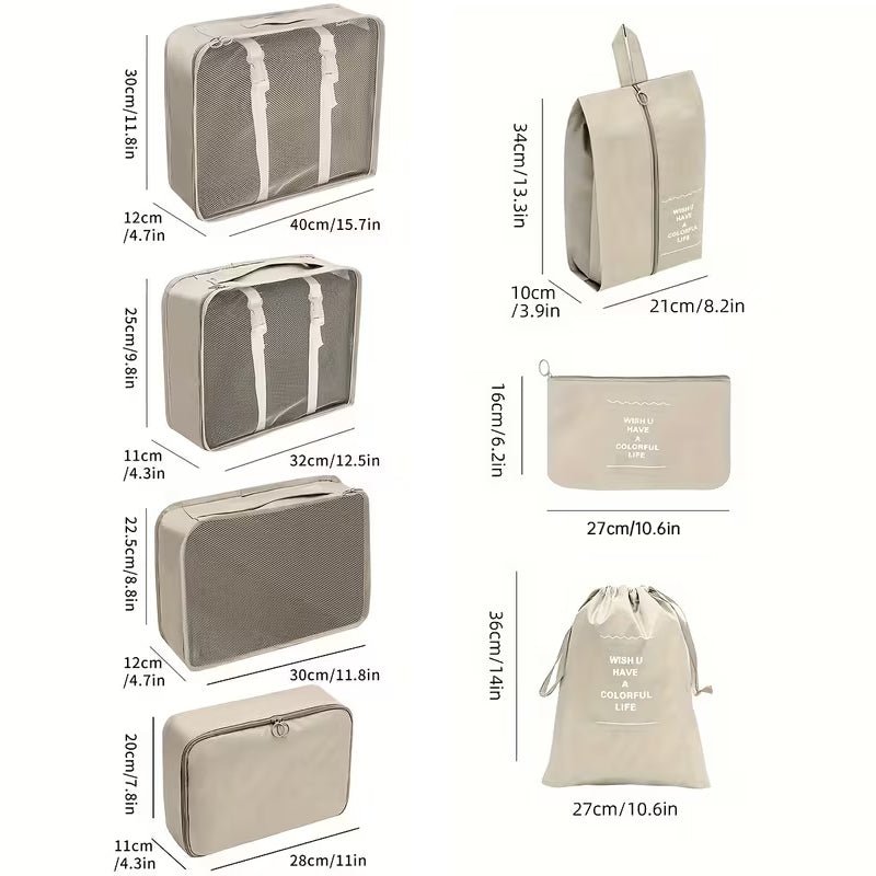 7PCS Packing Cubes for Suitcase – Travel Organizer & Storage Bag Set, Luggage Essentials